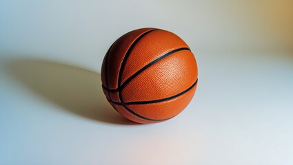 Realistic basketball on a gradient background showcasing its texture and design ideal for sports-themed visuals and promotional materials.