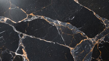 Obraz premium Black marble surface with white and gold veins high detail texture background