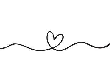 Doodle abstract heart continuous line drawing