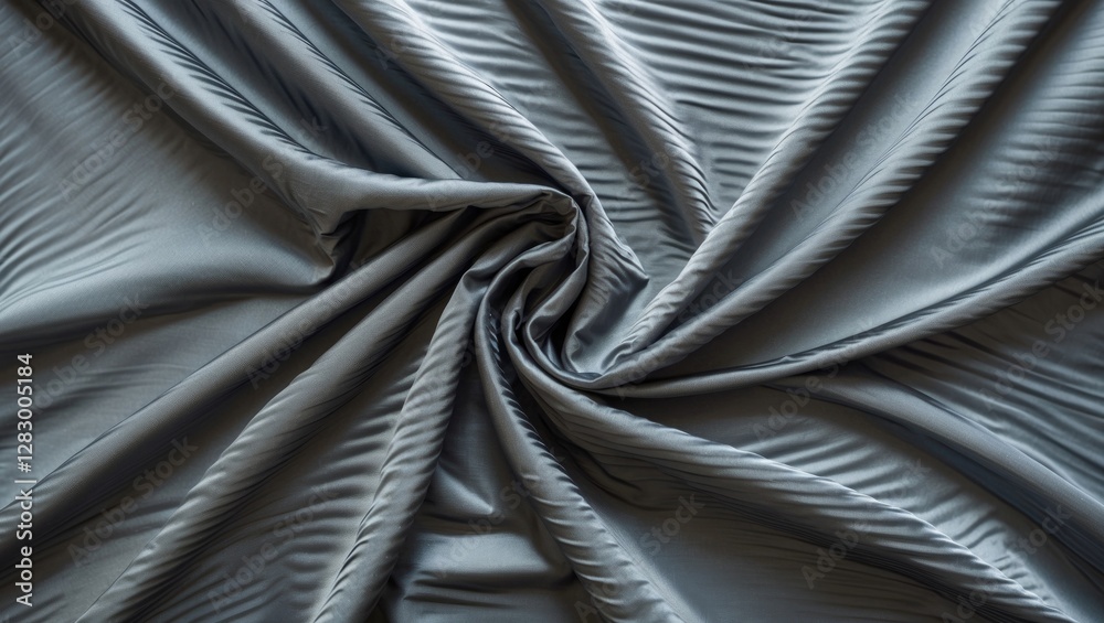 Aufkleber Silk or satin fabric in grey color with soft texture and natural folds arranged in a circular pattern