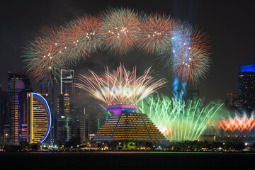 Fireworks during Qatar International Food Festival 2025
