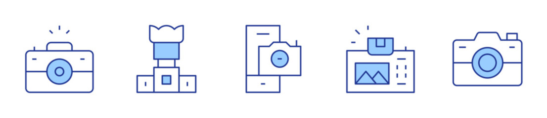 camera, camera lens. Camera Icon vector illustration. Line Duotone style. Editable stroke