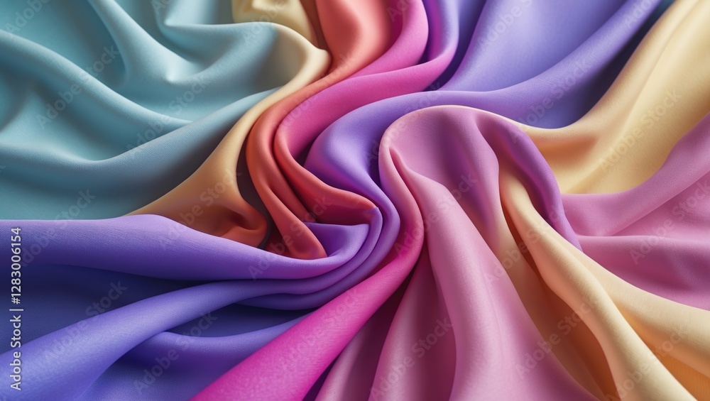 Poster colorful smooth fabric flowing texture creating a soft backdrop for design or text in a vibrant abst