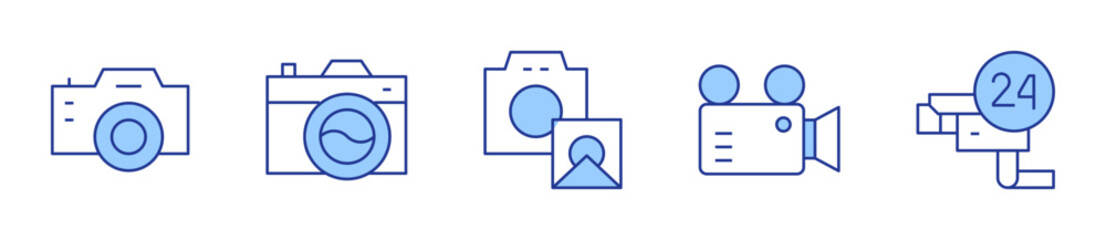 camera, video camera, cctv, photo camera. Camera Icon vector illustration. Line Duotone style. Editable stroke