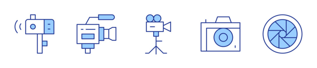 camera, videocamera, photo camera, video camera. Camera Icon vector illustration. Line Duotone style. Editable stroke