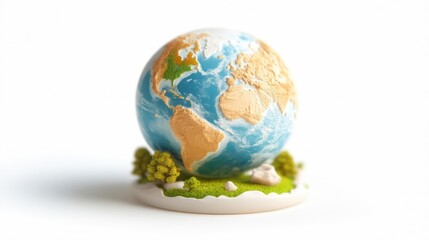 Fototapeta premium Miniature Earth Globe with Detailed Continent Model on Base. Generative AI