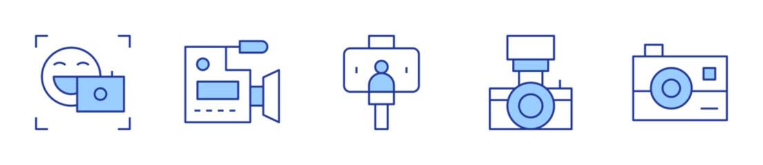 front camera, video, photo camera, camera. Camera Icon vector illustration. Line Duotone style. Editable stroke