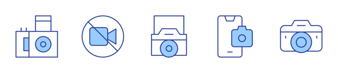 no recording, photo camera, camera. Camera Icon vector illustration. Line Duotone style. Editable stroke