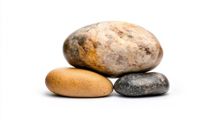Beautifully Stacked Stones on Isolated White Background for Natural Decor or Meditation. Generative AI