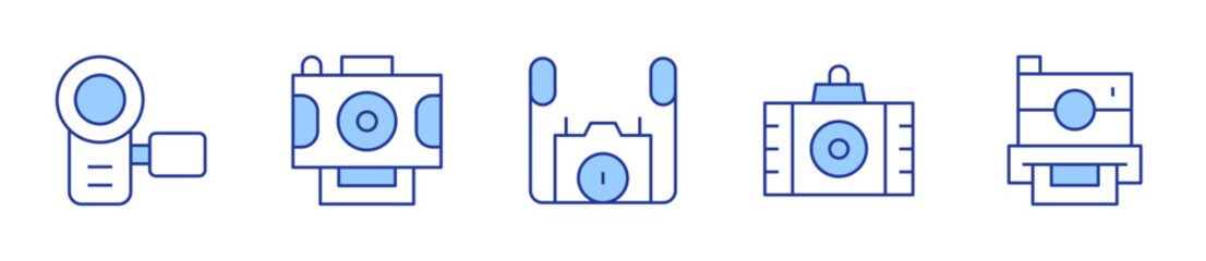 video camera, photo camera, camera. Camera Icon vector illustration. Line Duotone style. Editable stroke