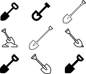A Set of Shovel icon Vector illustration