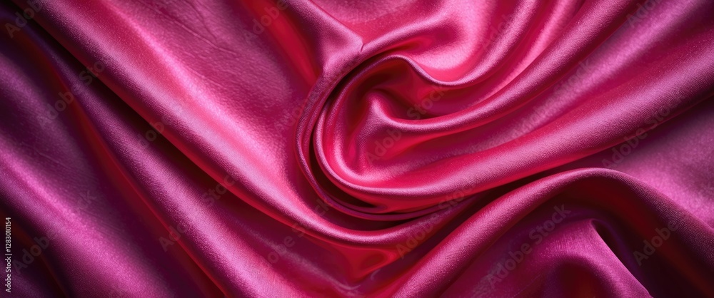 Poster pink satin fabric texture with folded and swirling patterns in soft lighting