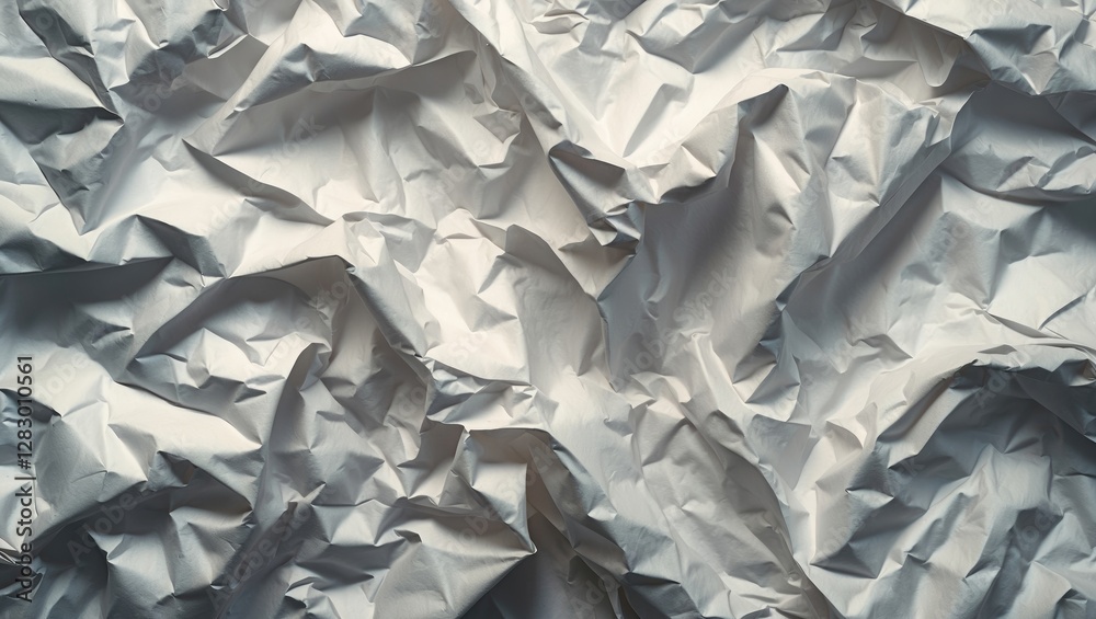 Poster crumpled white paper texture background with shadows and highlights for design and artistic applicat