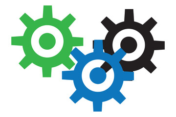 Gear set. Black gear wheel icons on white background - stock vector.