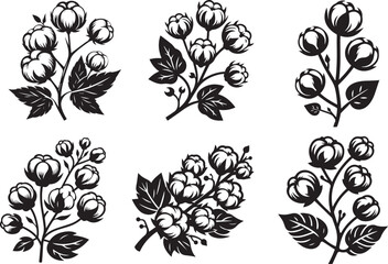 set of black and white flowers