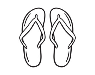 beach slippers doodle hand drawn icon. Outline drawing beach slippers line clipart symbol