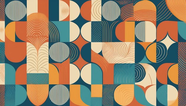 Mid-Century Abstract Vector Pattern. Generated image