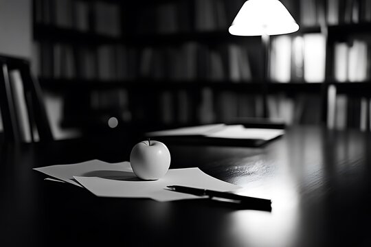 Still life with apple and books - Powered by Adobe