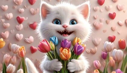 kitten with flowers