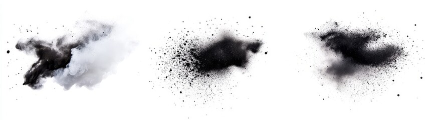 Fototapeta premium Abstract Black and White Smoke or Ink Splashes on White Background