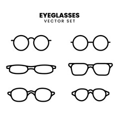 Minimalist outline vector set of various eyeglasses styles. Perfect for fashion, accessories, or optical-related designs