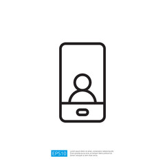 Smartphone Icon Depicting User Profile in Communication and Connectivity Applications on a Digital Screen