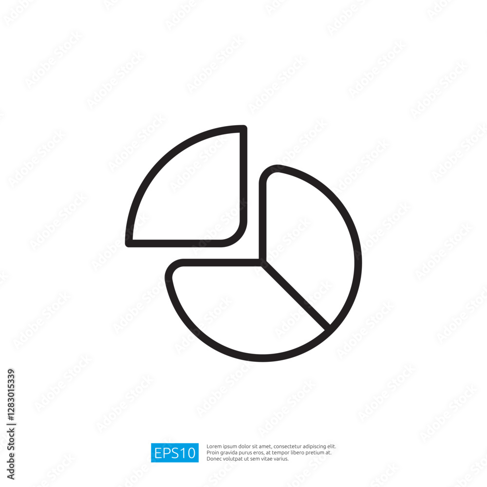 Poster abstract icon of segmented circle design for data analysis and business statistics visualization in 