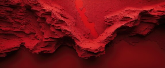 Red textured rocky surface with deep grooves and cracks creating an abstract landscape background.