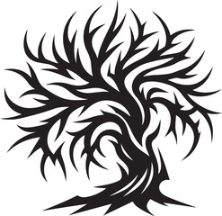 Intricate Twisted Tree Silhouette Design