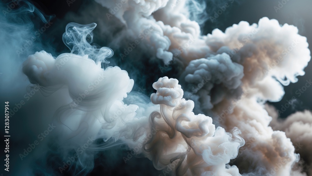Poster dense smoke patterns with swirling shapes on a dark background creating abstract atmospheric texture