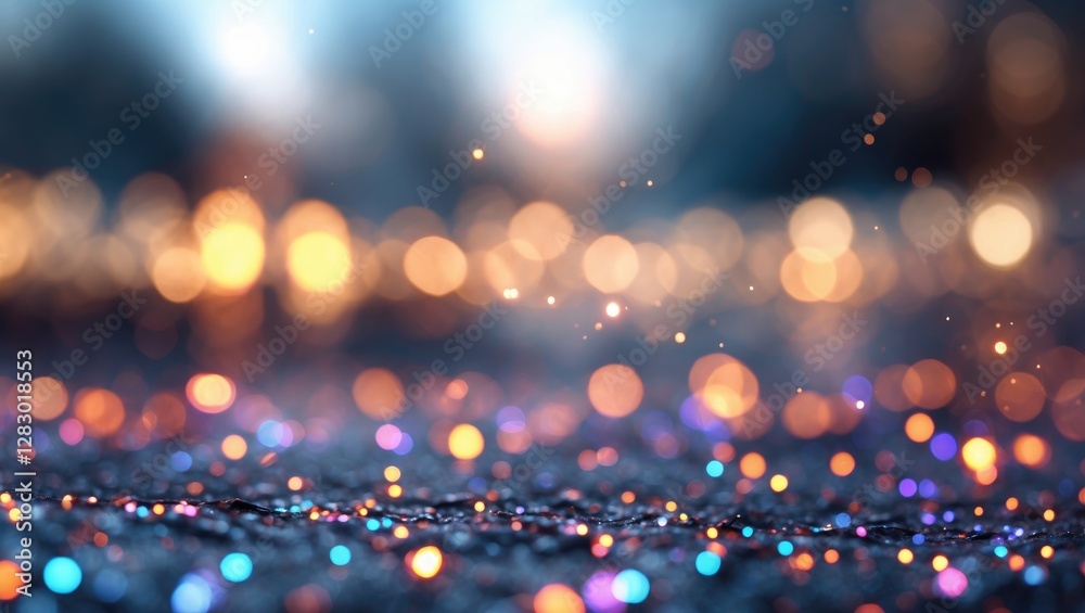 Poster abstract colorful bokeh background with blurred lights creating a festive and vibrant atmosphere for