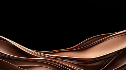 Abstract Brown Wavy Ribbon Against a Black Background