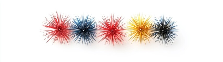 Obraz premium Colorful Starburst Decorations in Red, Blue, Yellow, and Black