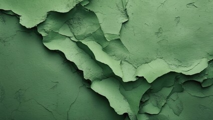 Obraz premium Green textured peeling paint background with layered and cracked surfaces in a close-up view