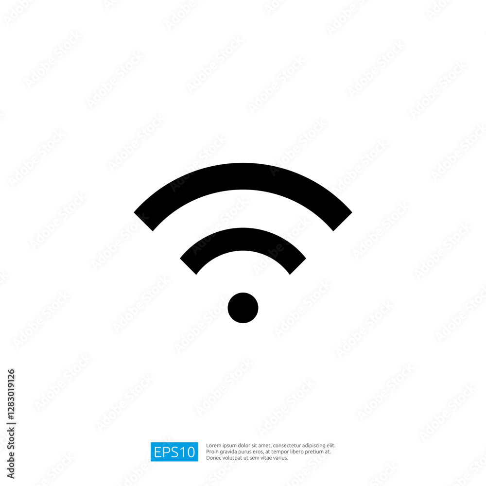 Poster wifi signal icon representing wireless internet connection with graphic lines and circle design elem