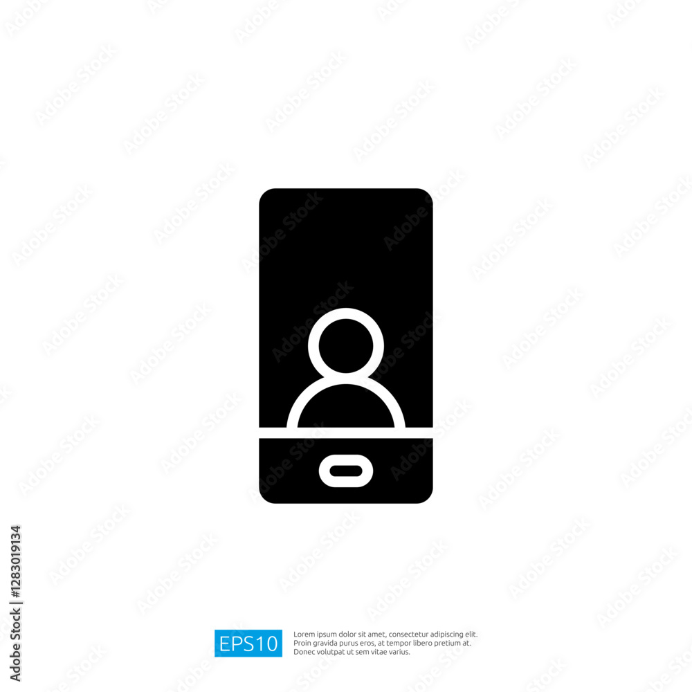 Poster modern communication icon representing user profile on smartphone screen with clean design and minim