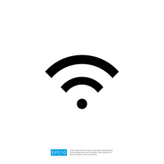 WiFi Signal Icon Representing Wireless Internet Connection with Graphic Lines and Circle Design Elements