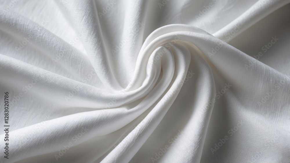 Poster white fabric texture close-up in circular fold pattern soft and smooth surface natural light illumin