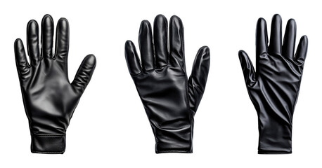 Obraz premium Elegant black leather gloves displayed from multiple angles