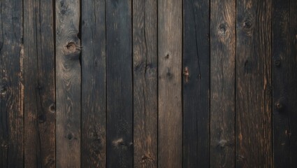 Dark wooden planks background with natural texture and grain pattern in vertical alignment