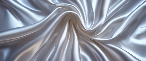 Obraz premium White satin fabric background with flowing and wrinkled texture in soft lighting creating a smooth and elegant appearance.