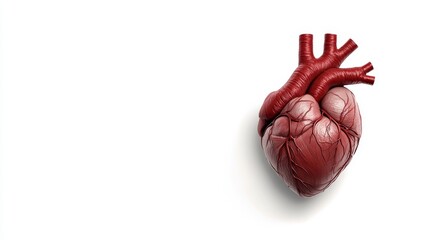 Realistic Anatomical Heart Model Isolated on White Background