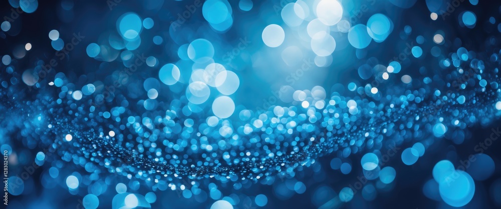 Poster blue bokeh abstract background with circular light spots and soft gradients creating a dreamy atmosp