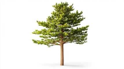 Pine Tree with Distinct Evergreen Needles on White Background. Generative AI