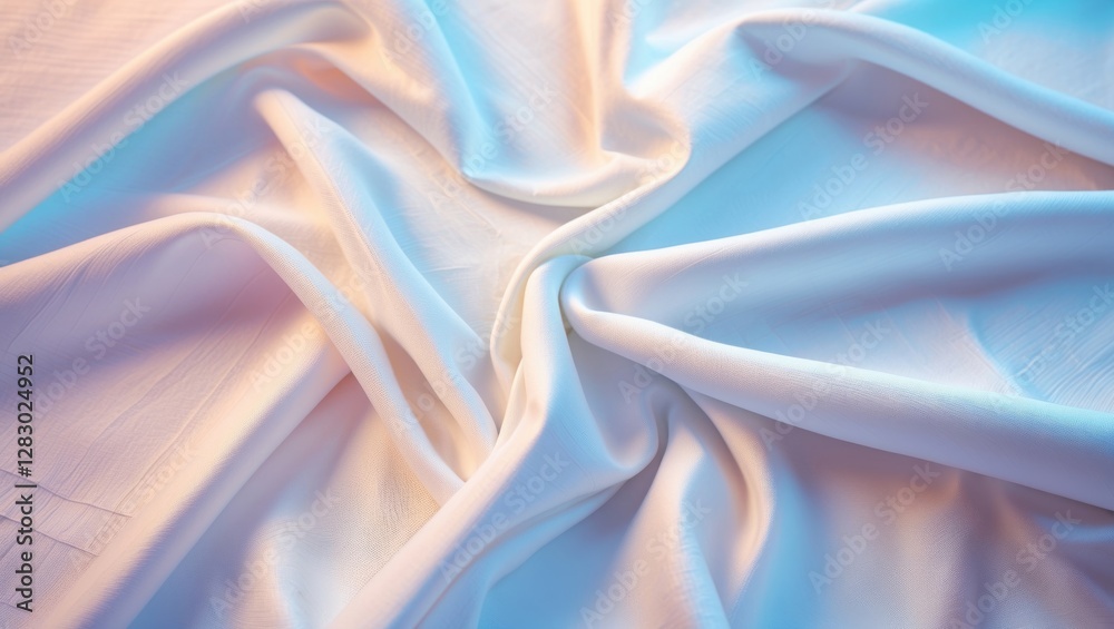 Poster textured white fabric with soft folds and gentle light reflections creating a smooth and flowing app