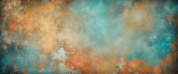 Fototapeta premium Abstract texture background with blended orange and blue colors, giving a vintage and artistic feel to the design surface.