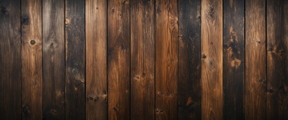 Obraz premium Wooden wall background texture with dark and light wooden planks arranged vertically. Natural grain and variations in color visible.