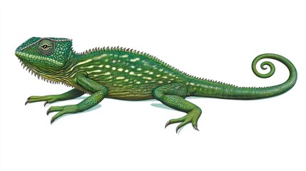 Naklejka premium Lizard crawling on ground natural habitat wildlife illustration forest environment close-up view reptile diversity