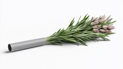 Fresh rosemary sprigs with delicate purple tips isolated on white background. Generative AI
