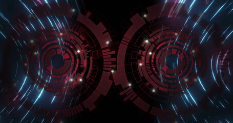 Image of moving light spots over scope scanning